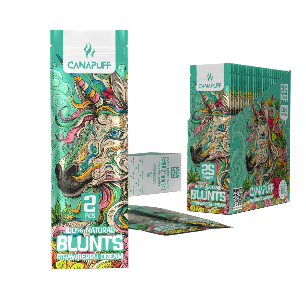 Canapuff Blunt Wrap Rolls Strawberry Dream, confezione da 2, 100% naturali