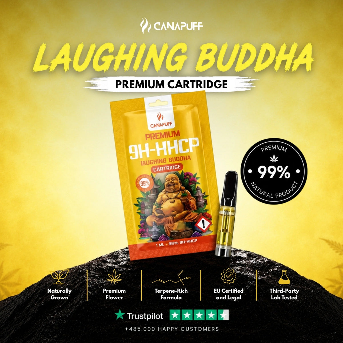 9H-HHCP Cartridge Laughing Buddha 99% – cartuccia per vape, foto 2