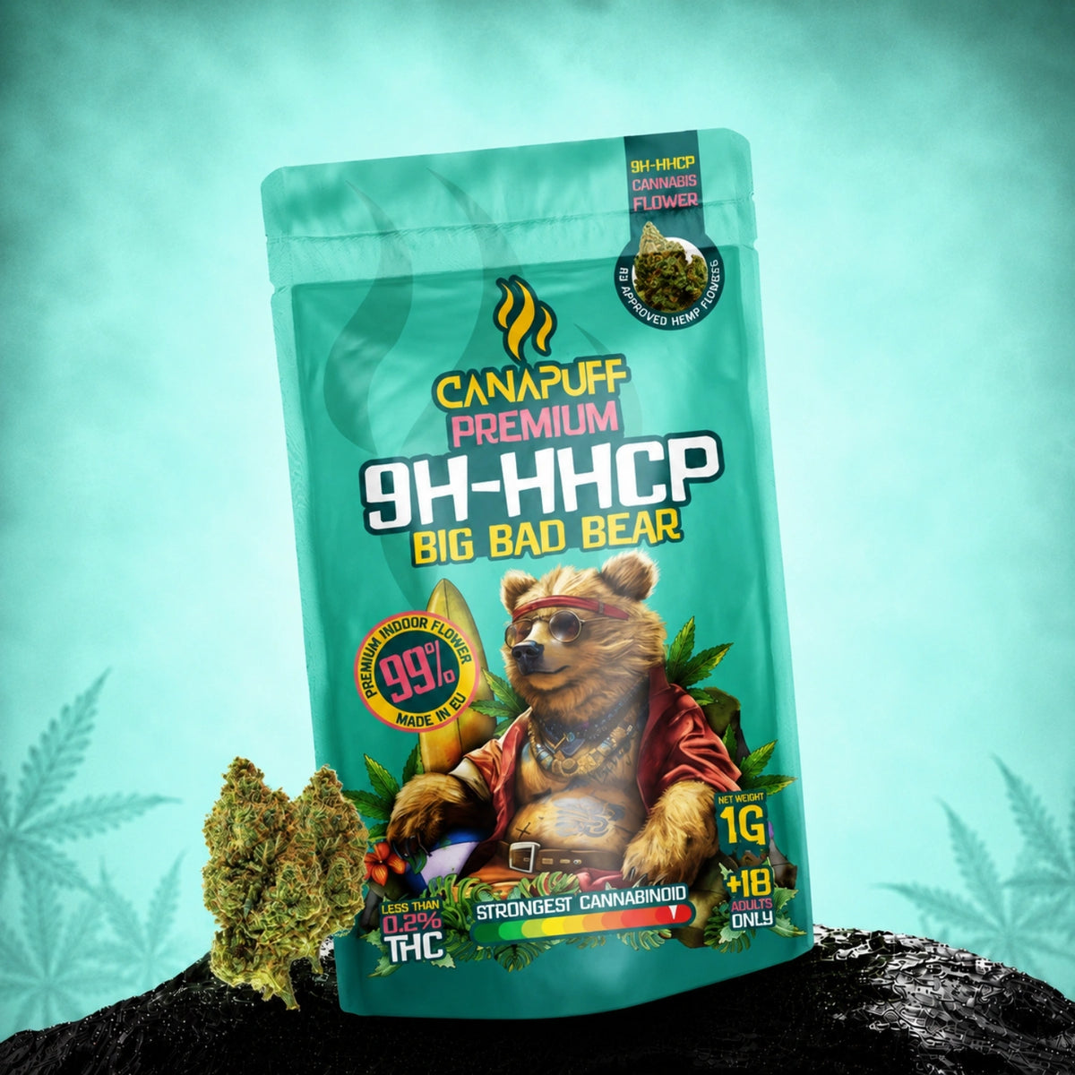 Fiori Canapuff 9H-HHCP Big Bad Bear, bustina da 1g, concentrazione 99%