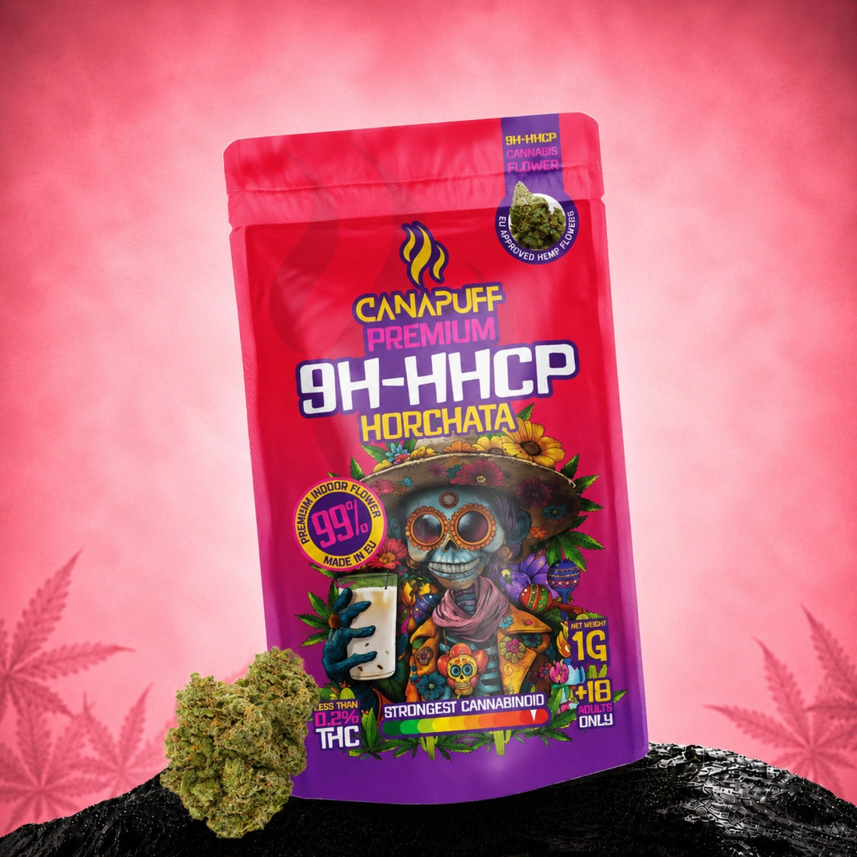 Bustina di fiori Canapuff 9H-HHCP Horchata, 1g, concentrazione 99%