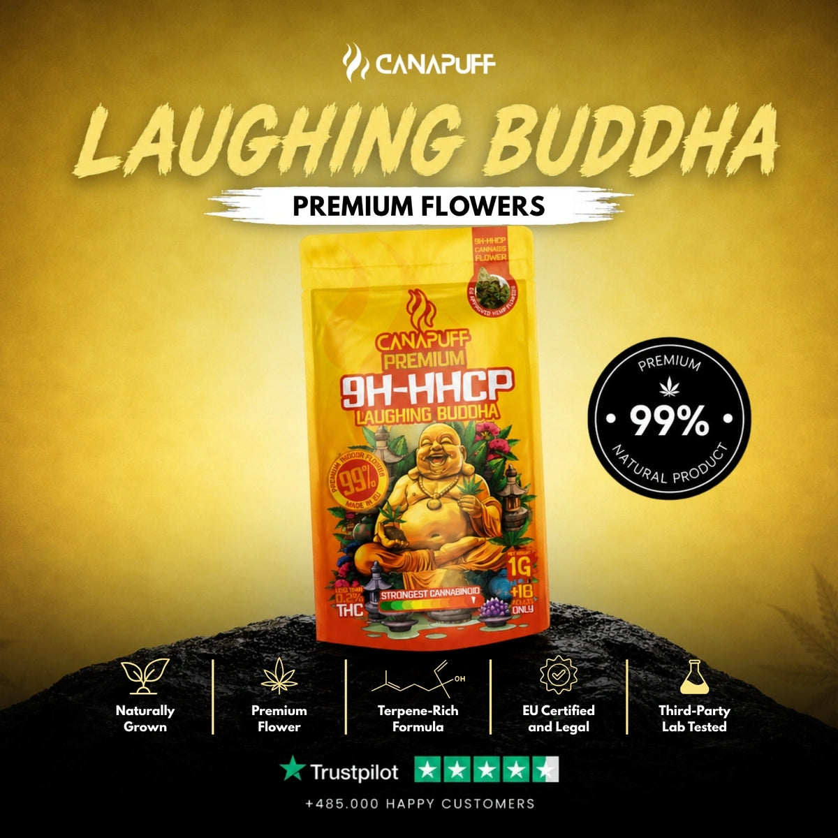 9H-HHCP Fiori Laughing Buddha 99% – infiorescenze, foto 2