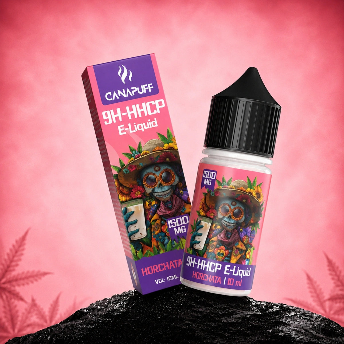 Canapuff 9H-HHCP E-Liquid Horchata 1500mg, flacone da 10ml con scatola