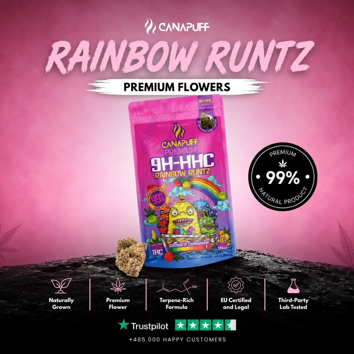 9H-HHC Fiori Rainbow Runtz 99% – infiorescenze, foto 2