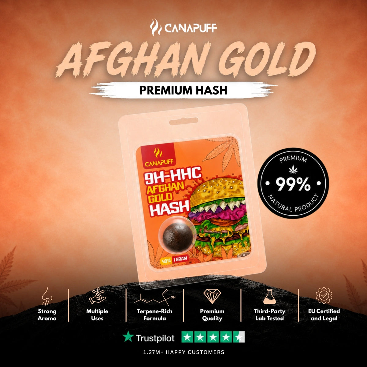 9H-HHC Hash Afghan Gold 99% – hashish, foto 2