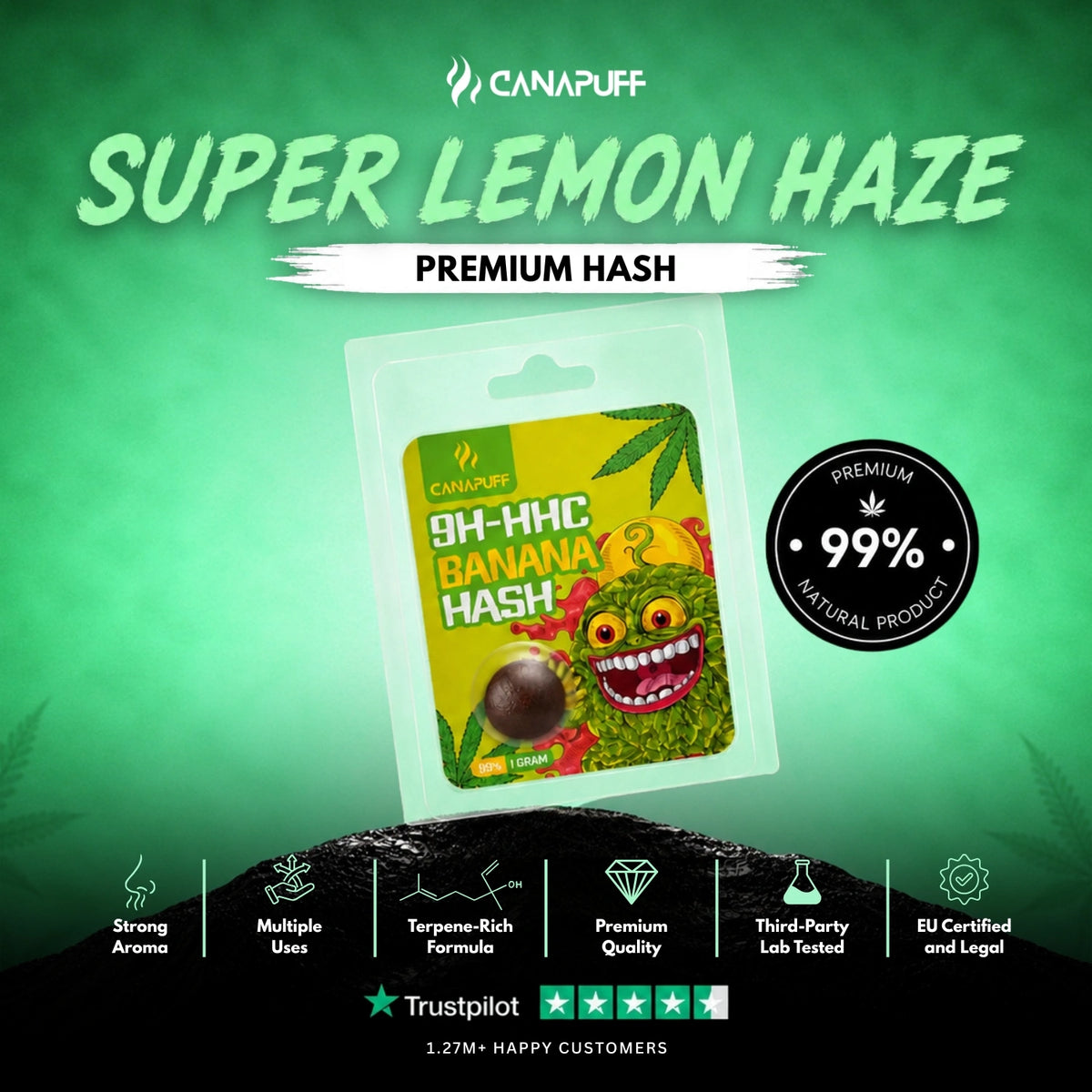 9H-HHC Hash Banana 99% – hashish, foto 2
