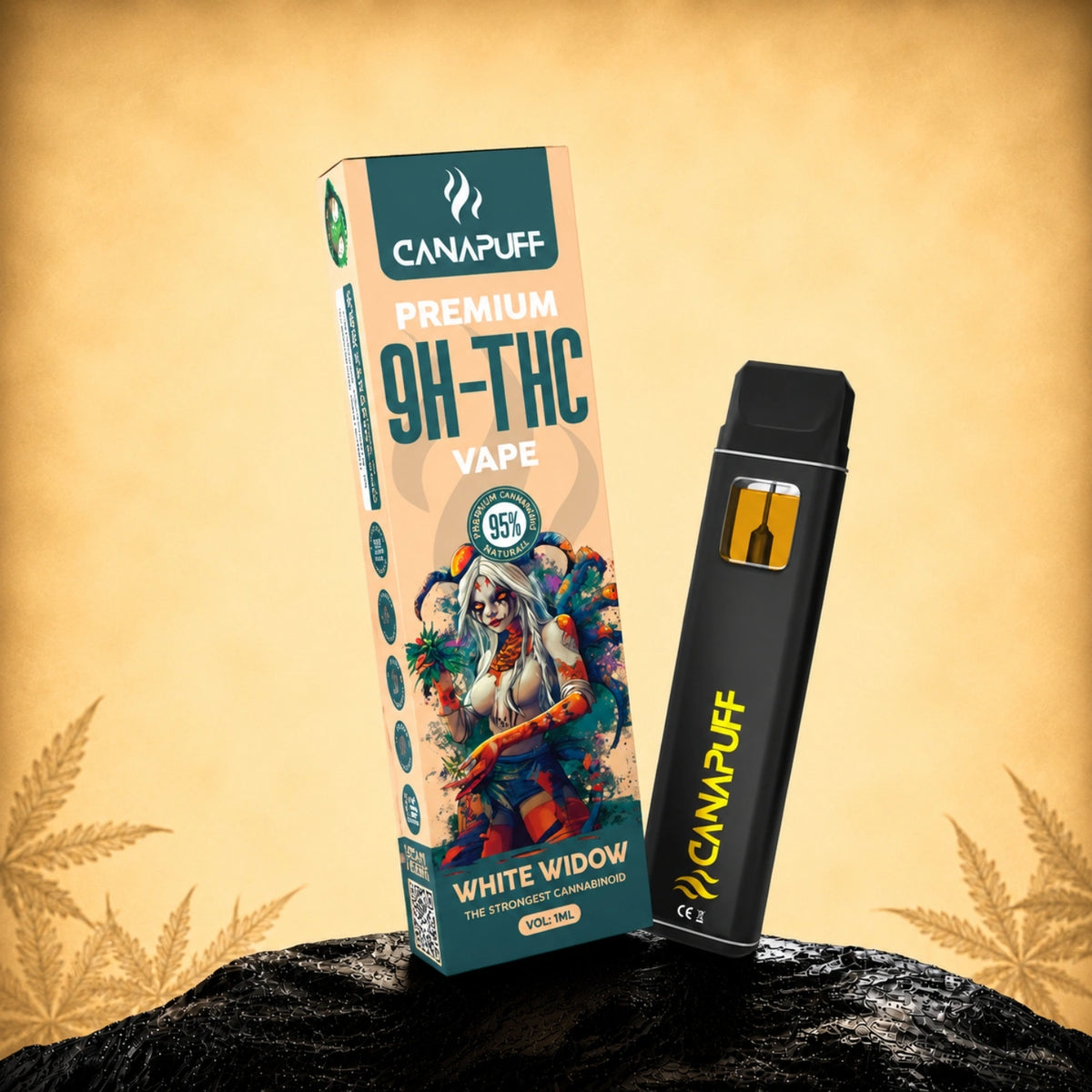 Canapuff 9H-THC vape White Widow 95%, pen usa e getta da 1 ml