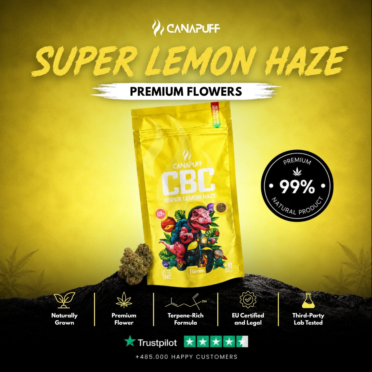 CBC Fiori Super Lemon Haze 69% – infiorescenze, foto 2