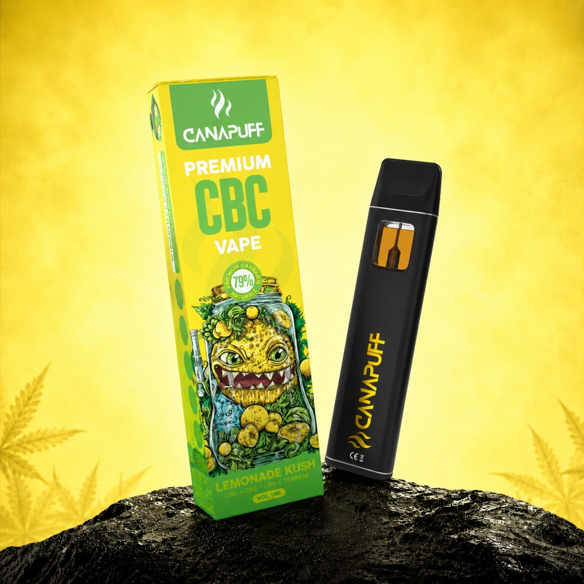 Canapuff CBC Vape Lemonade Kush 79%, pen usa e getta da 1ml
