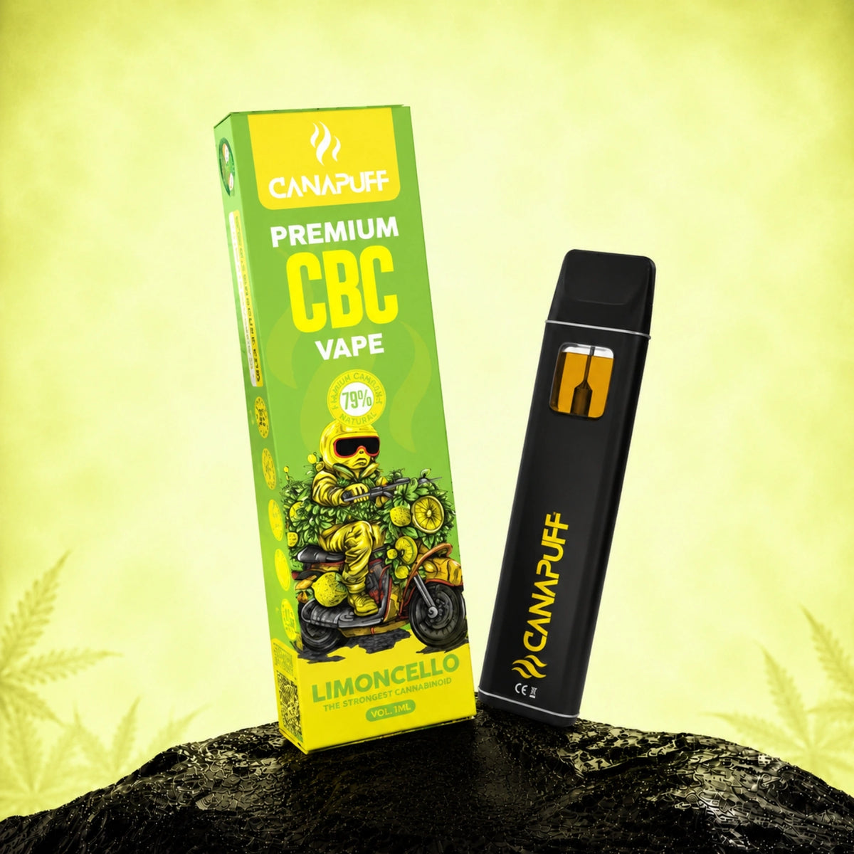 Canapuff CBC Vape Limoncello 79%, pen usa e getta da 1 ml