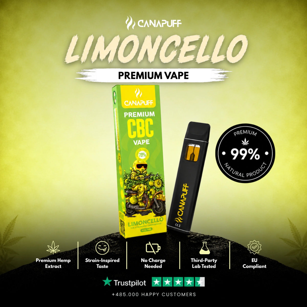 CBC Vape Limoncello 79% 1ml – vape pen usa e getta, foto 2