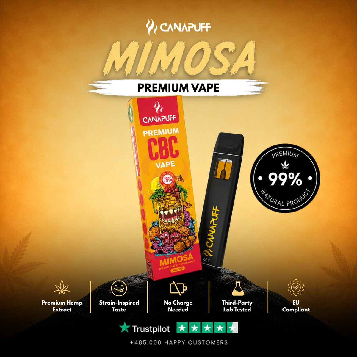 CBC Vape Mimosa 79% 1ml – vape pen usa e getta, foto 2