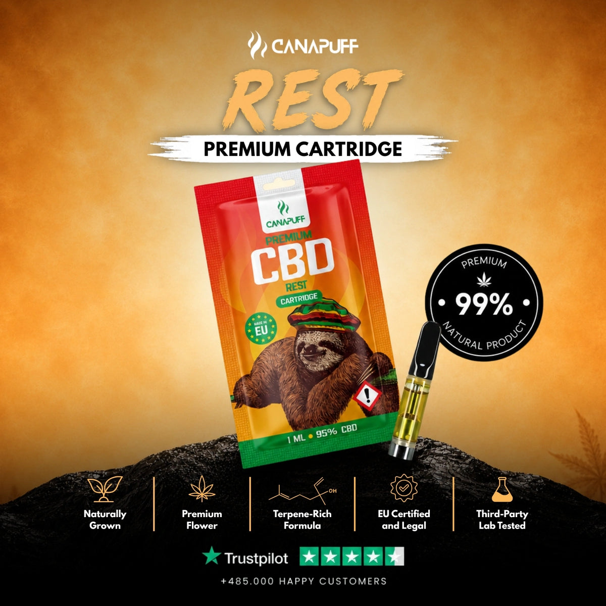 CBD Cartridge Rest 95% – cartuccia per vape, foto 2