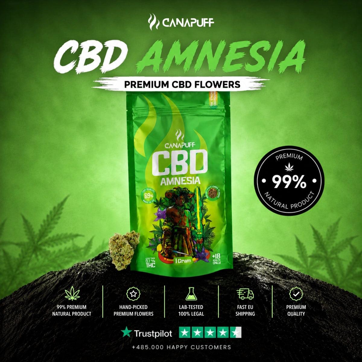 CBD Fiori Amnesia 69% – infiorescenze, foto 2