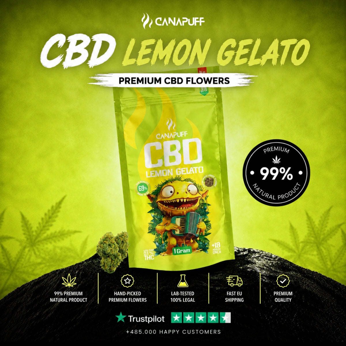 CBD Fiori Lemon Gelato 69% – infiorescenze, foto 2