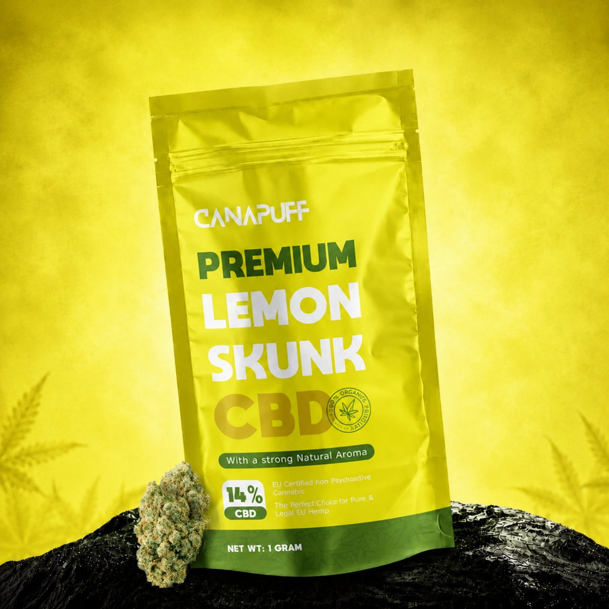 Fiori CBD Canapuff Lemon Skunk, 14% CBD, bustina da 1 grammo