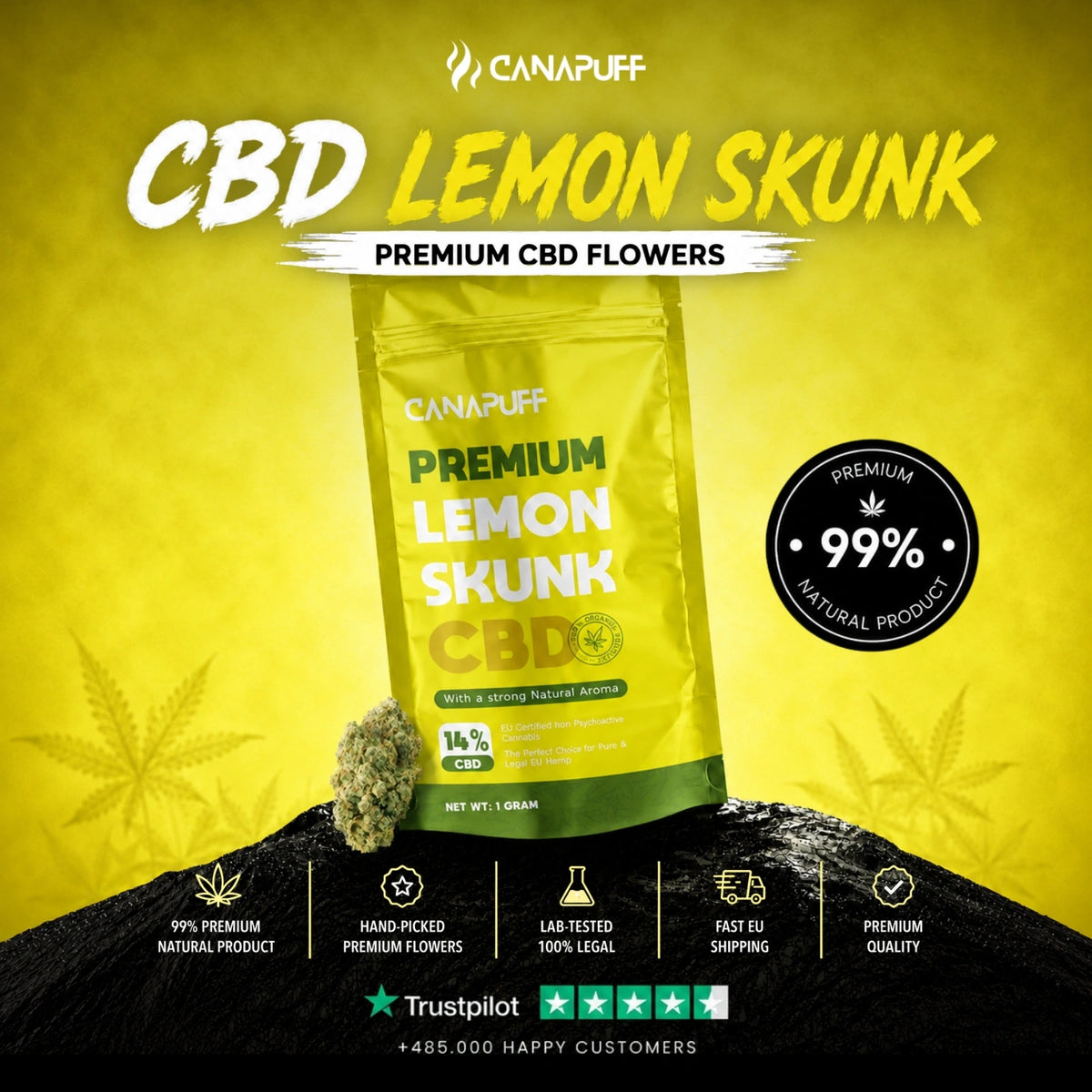 CBD Fiori Lemon Skunk 14% – infiorescenze, foto 2