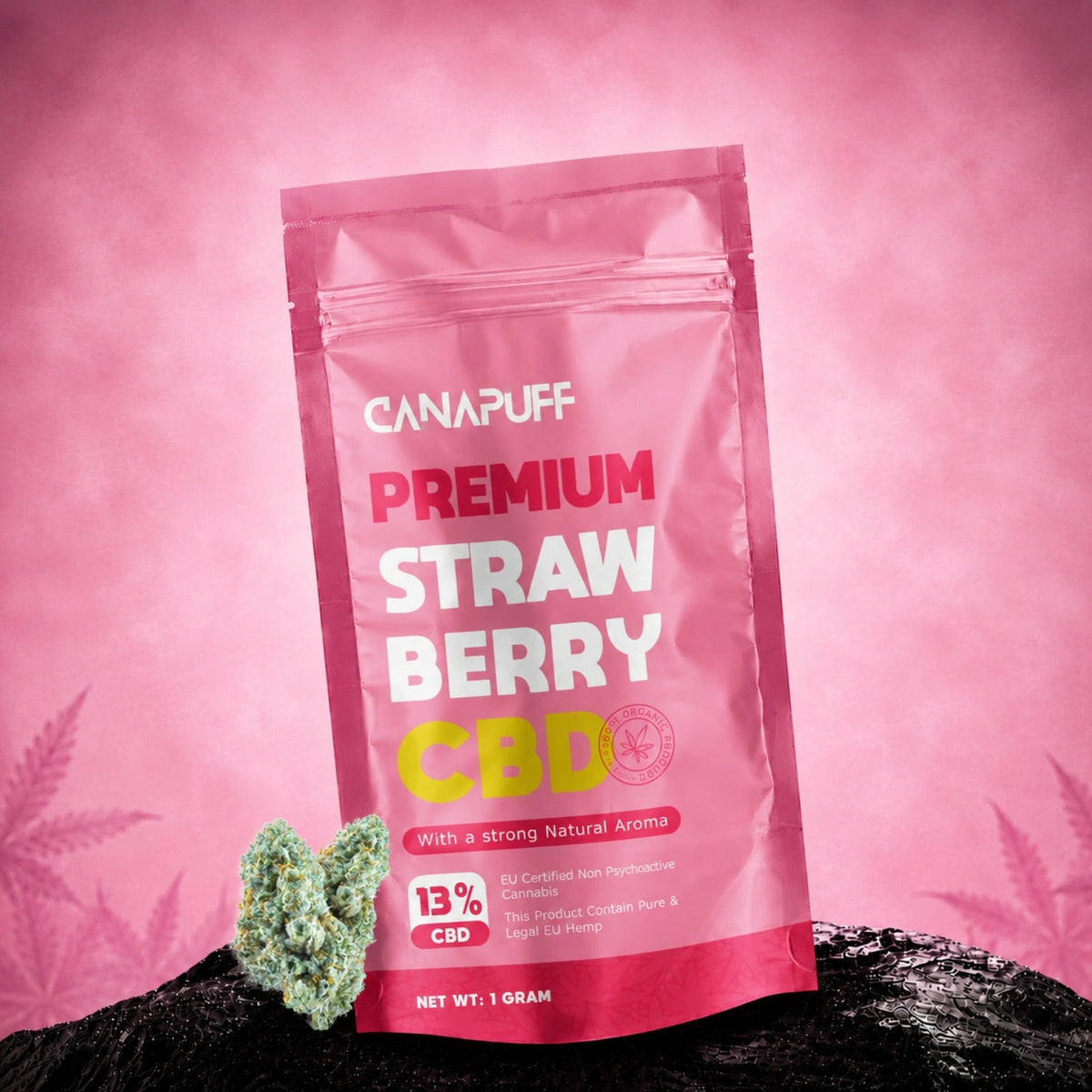 Fiori CBD Canapuff Strawberry 13%, bustina da 1 grammo