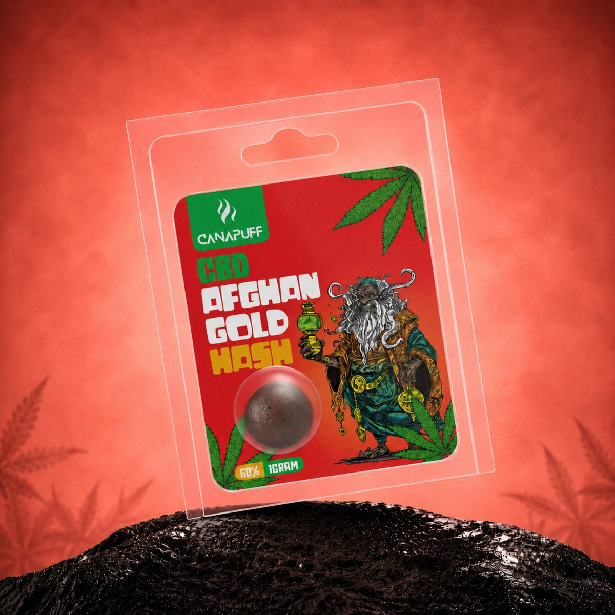 Hashish Canapuff CBD Afghan Gold, 1 grammo, 60% CBD in blister