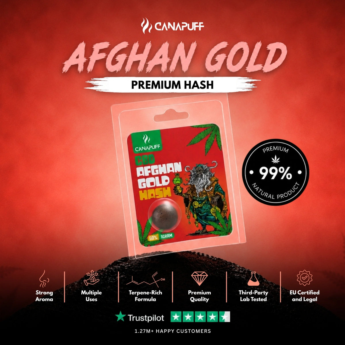 CBD Hash Afghan Gold 60% – hashish, foto 2