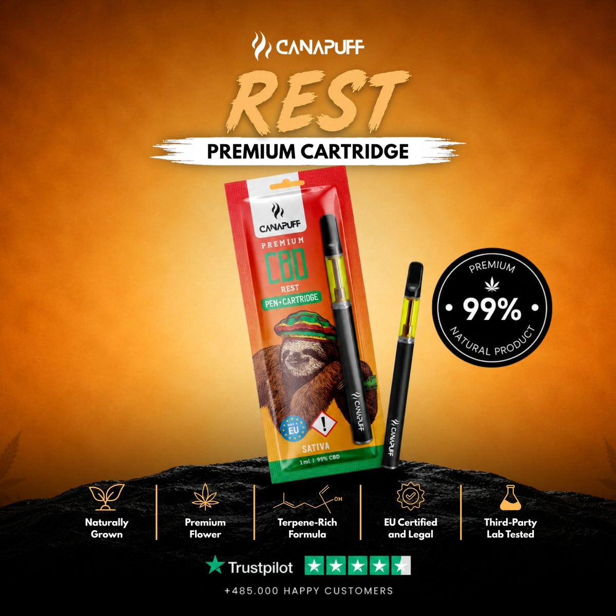 CBD Pen+Cartridge Rest 95% – vape pen con cartuccia, foto 2