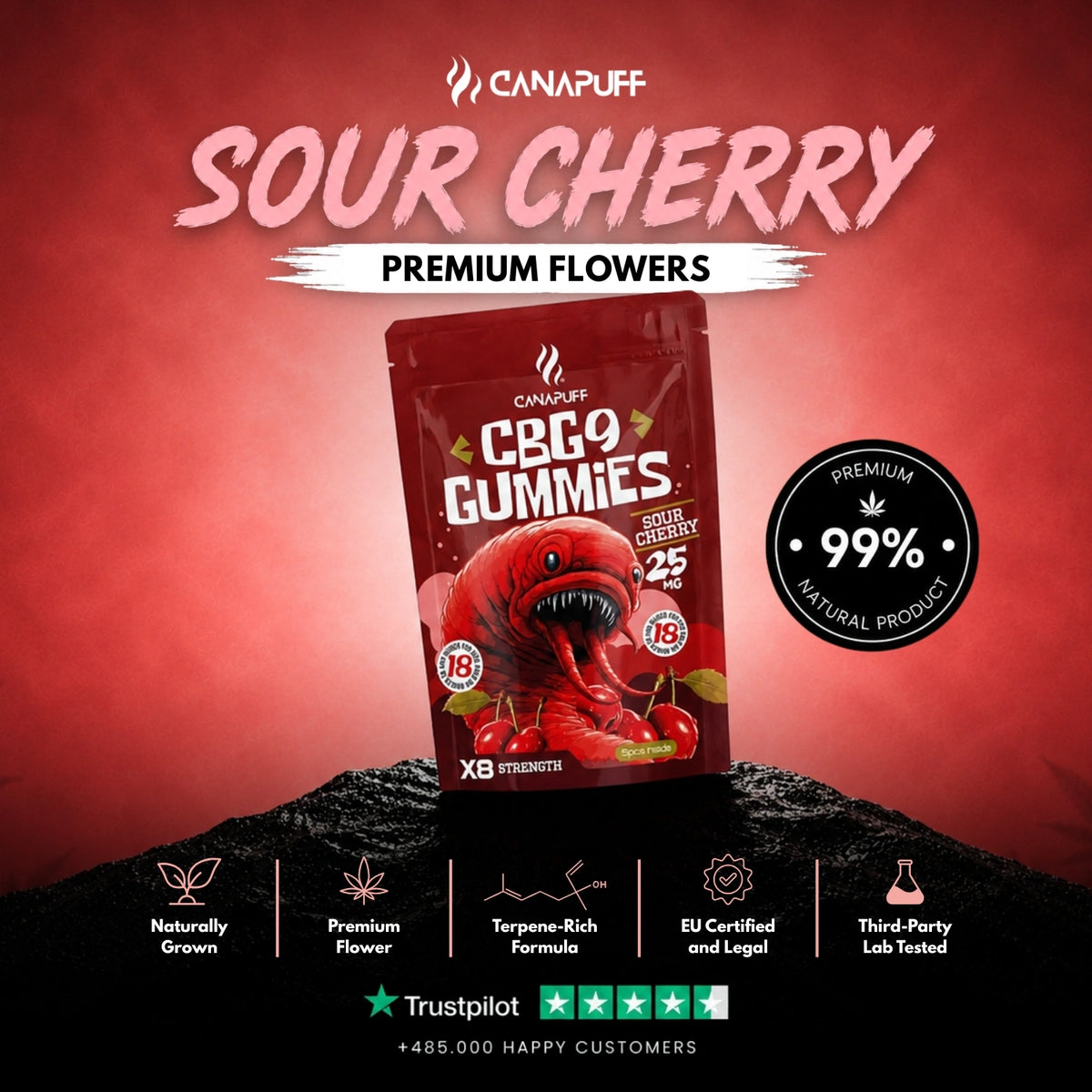 CBG9 Gummies Sour Cherry – gummies, foto 2
