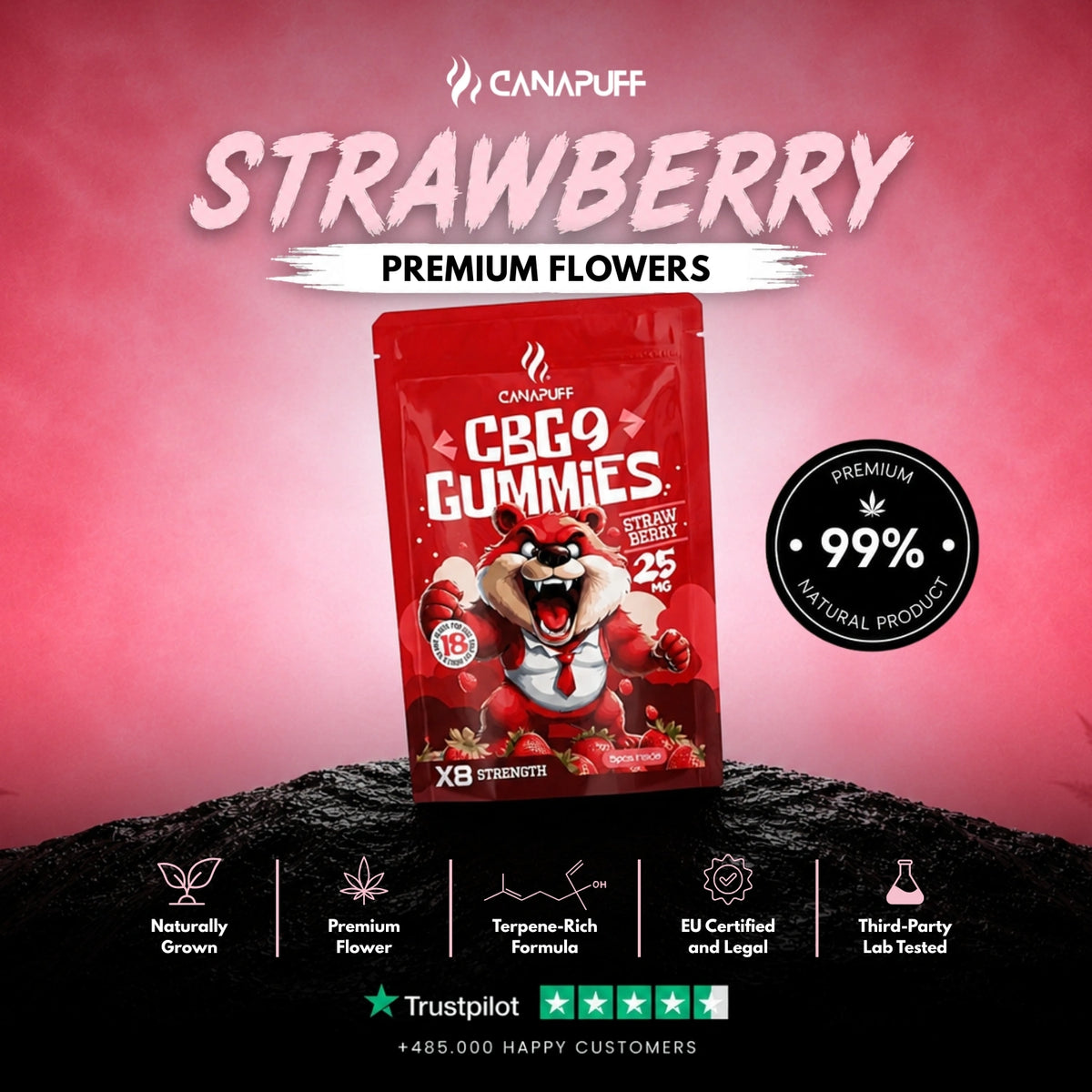 CBG9 Gummies Strawberry – gummies, foto 2