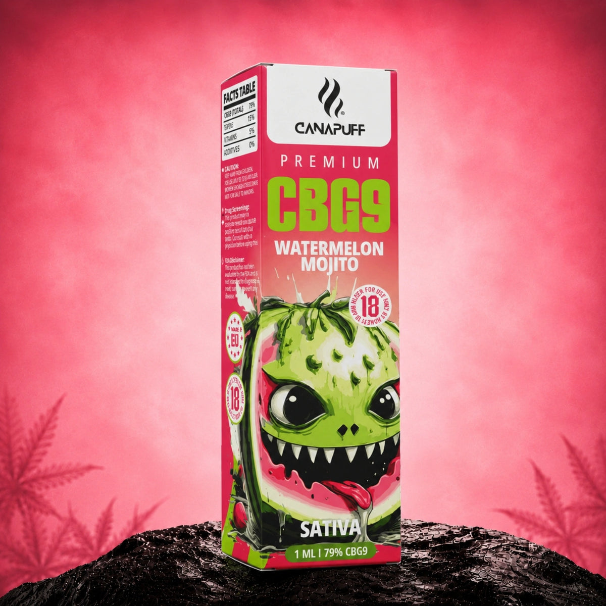 Cartuccia da 1 ml di liquid da vape Canapuff CBG9 Watermelon Mojito