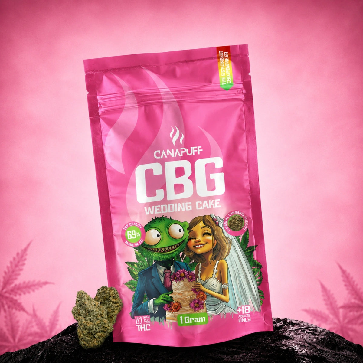 Fiori Canapuff CBG Wedding Cake 69%, bustina da 1 grammo