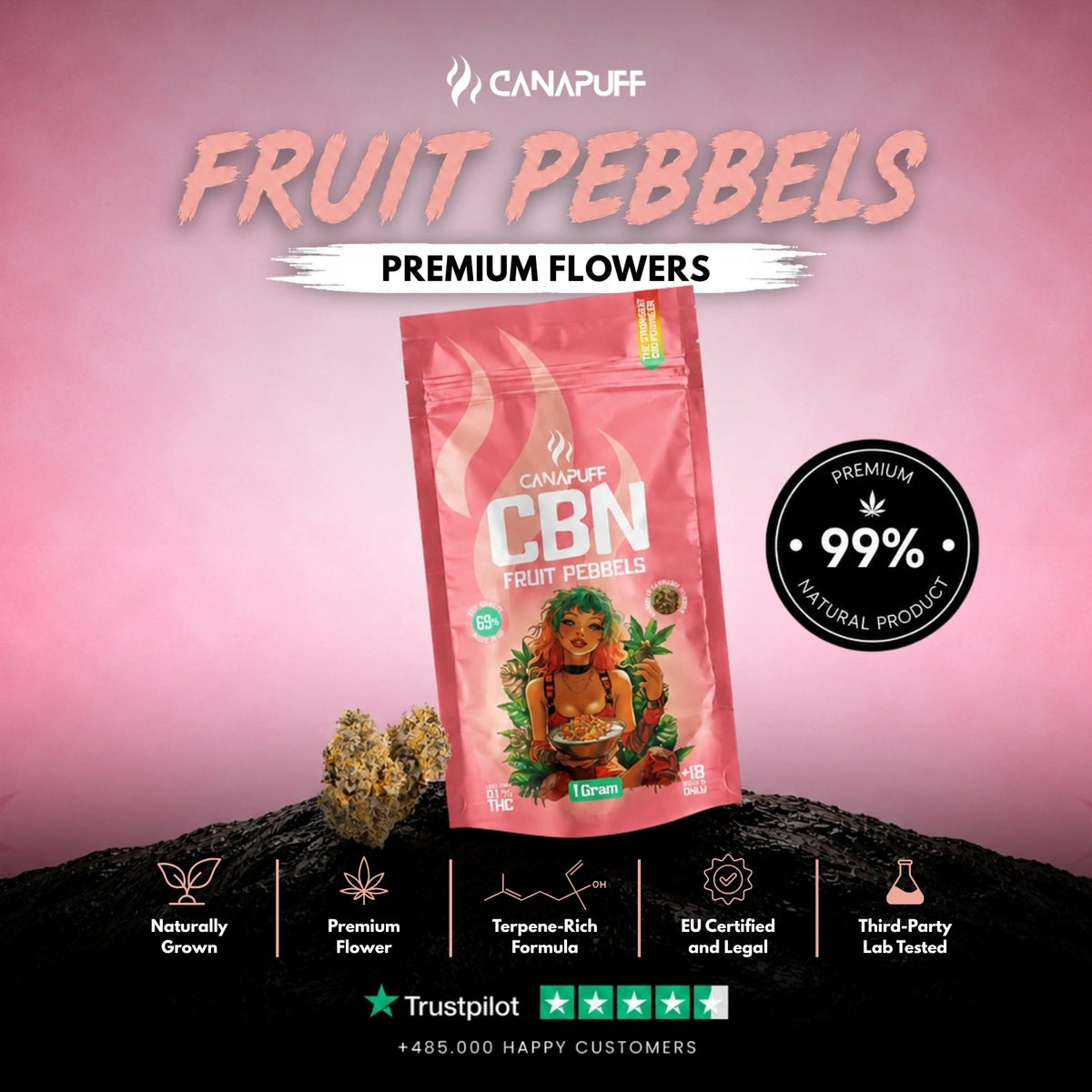 CBN Fiori Fruit Pebbels 69% – infiorescenze, foto 2