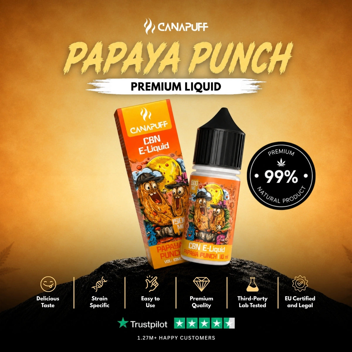 CBN Liquid Papaya Punch 1.500mg – flacone di liquid, foto 2