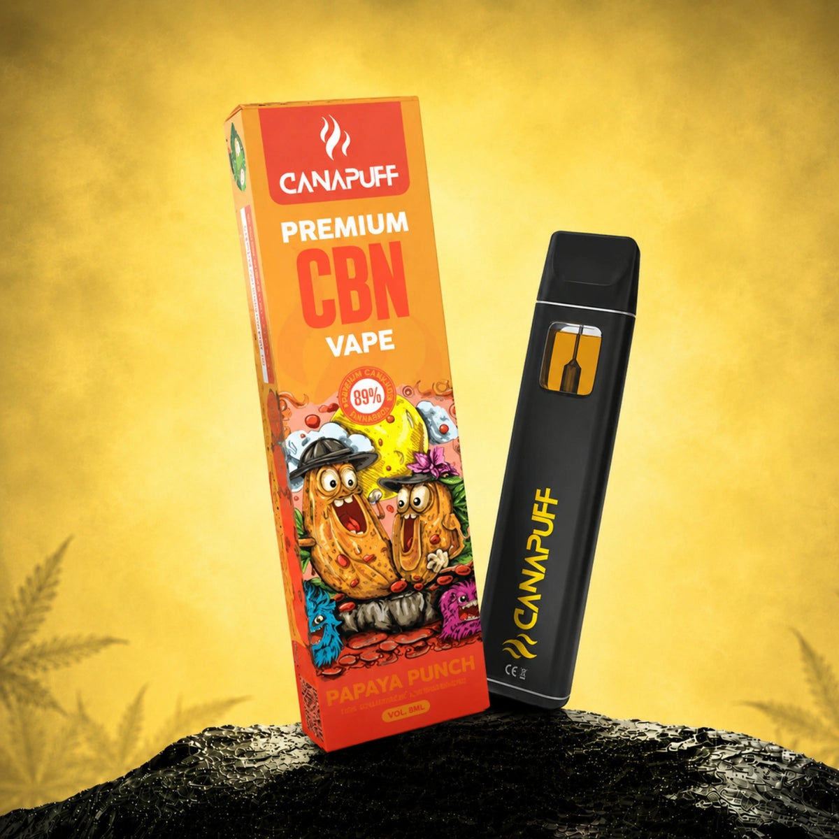 Canapuff CBN Vape Papaya Punch 89%, pen usa e getta da 1ml