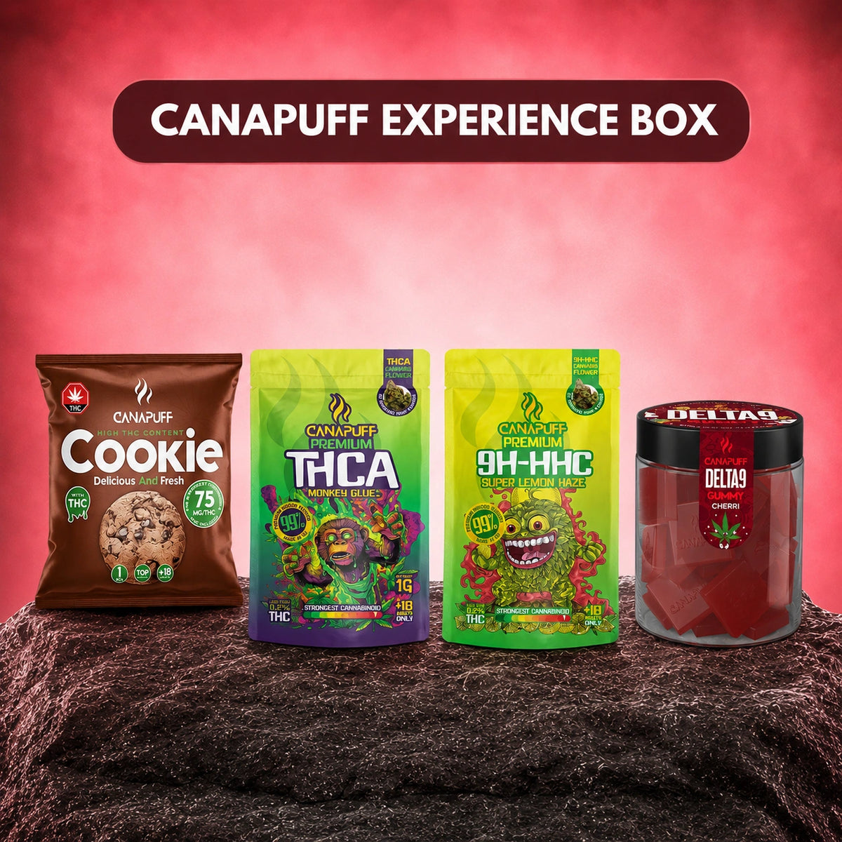 Set Canapuff Experience Box con cookie, fiori e hard candy