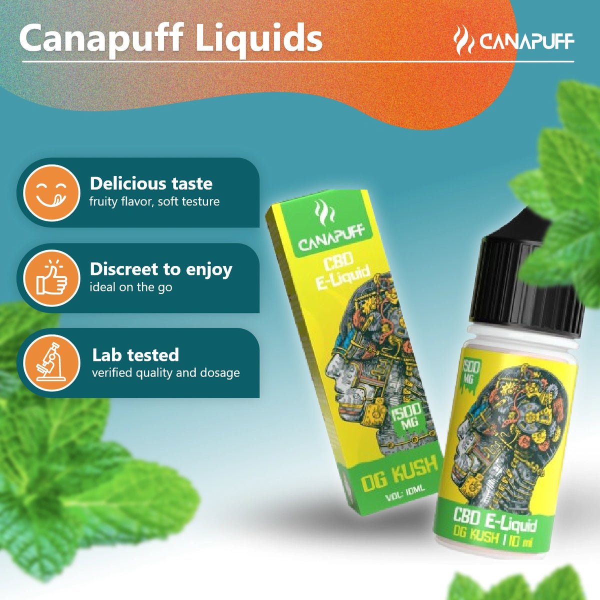 Canapuff CBD E-Liquid OG Kush 1500mg, flacone da 10ml