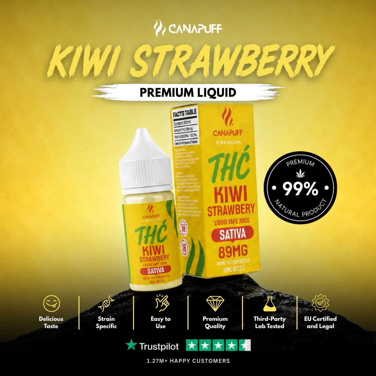 Delta 9 Liquid Kiwi Strawberry 30ml – flacone di liquid, foto 2