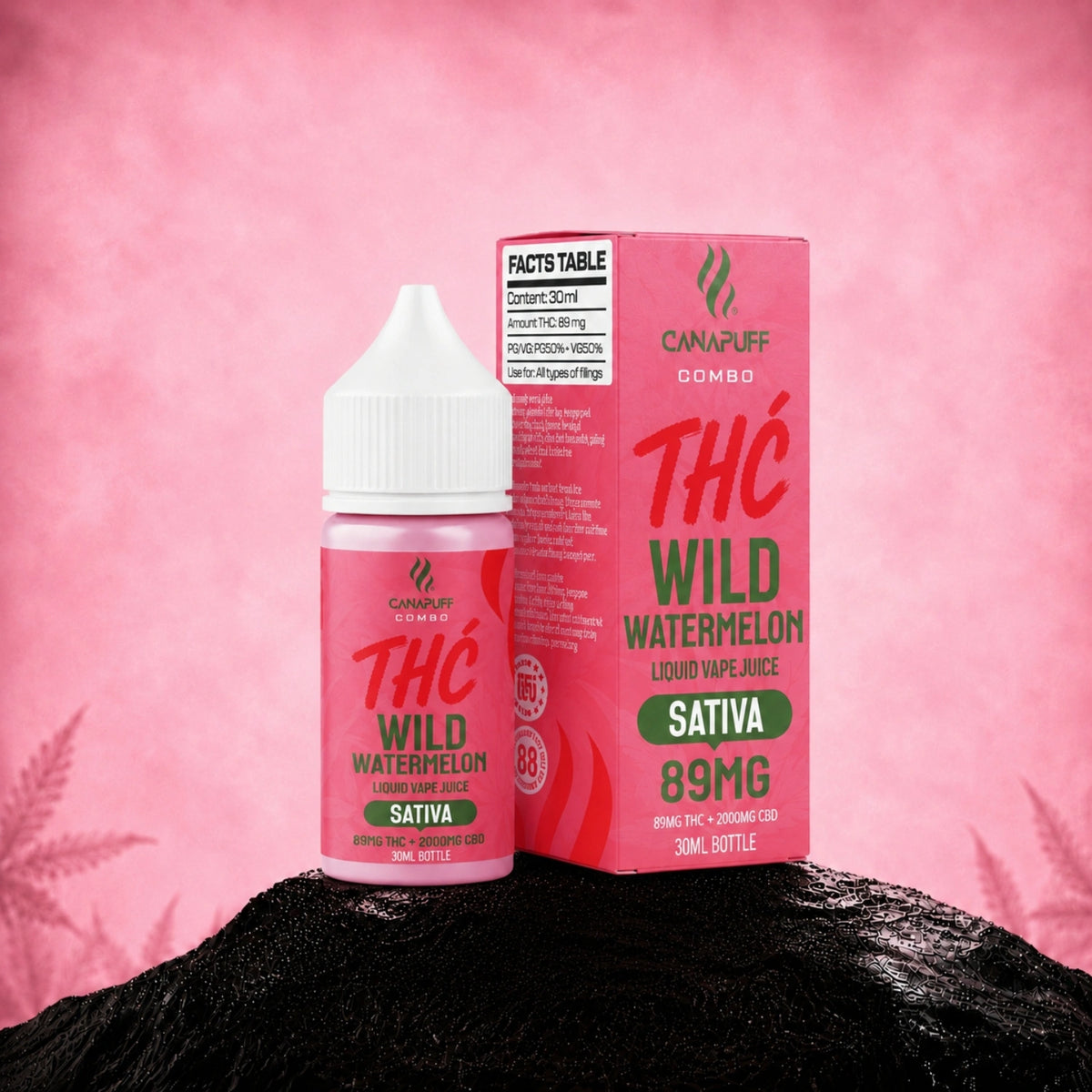 Canapuff Delta 9 Liquid CBD Wild Watermelon 89mg, flacone di vape juice da 30ml