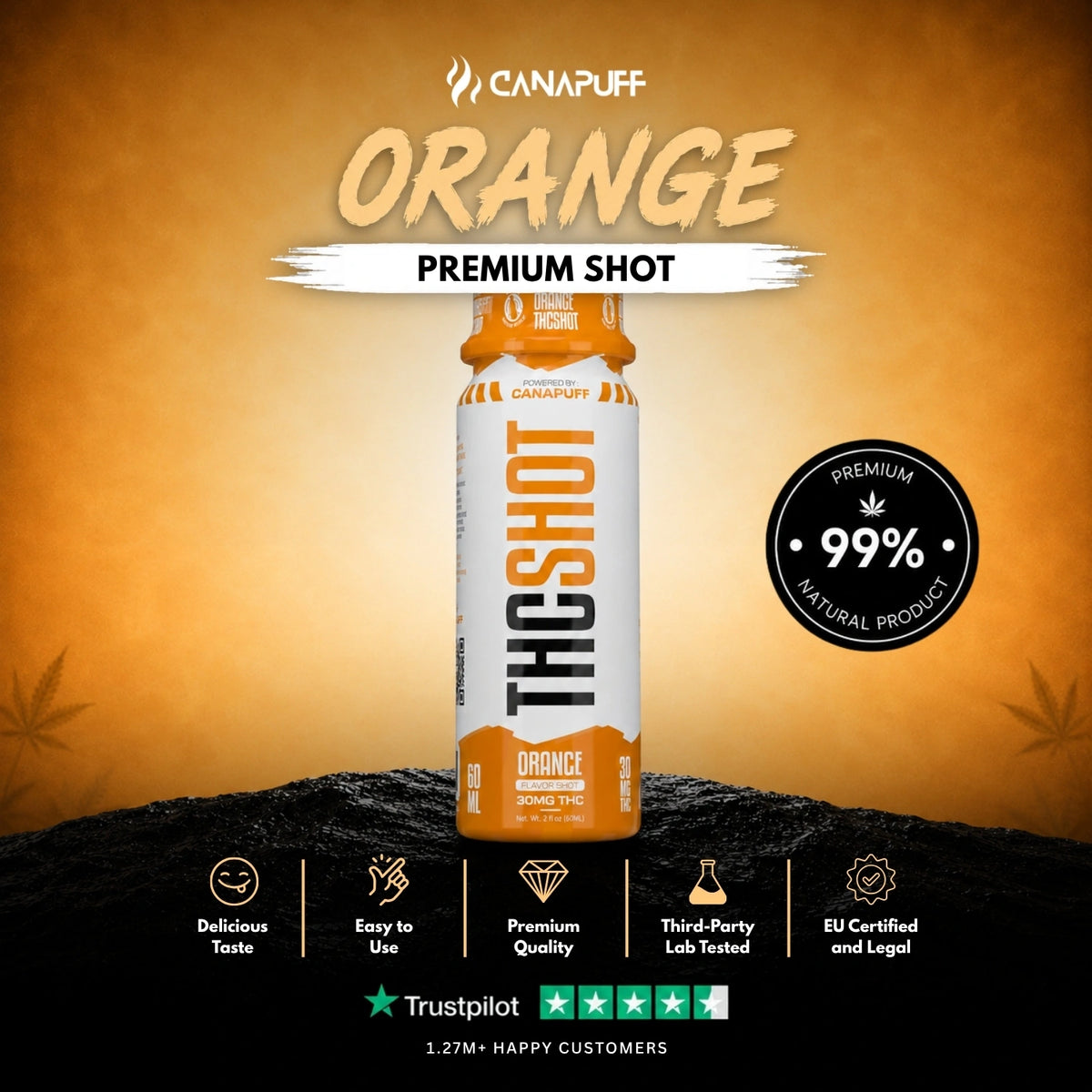 Delta 9 Shot Orange 60ml – bottiglietta, foto 2