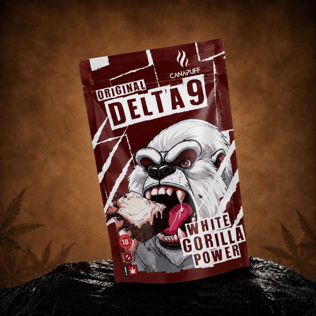 Bustina di brownie Canapuff Delta 9 White Gorilla Power con Delta-9 THC da canapa