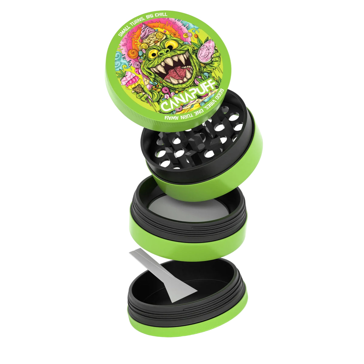 Grinder di metallo Canapuff Guava Gelato, design a quattro pezzi con raccoglitore di kief