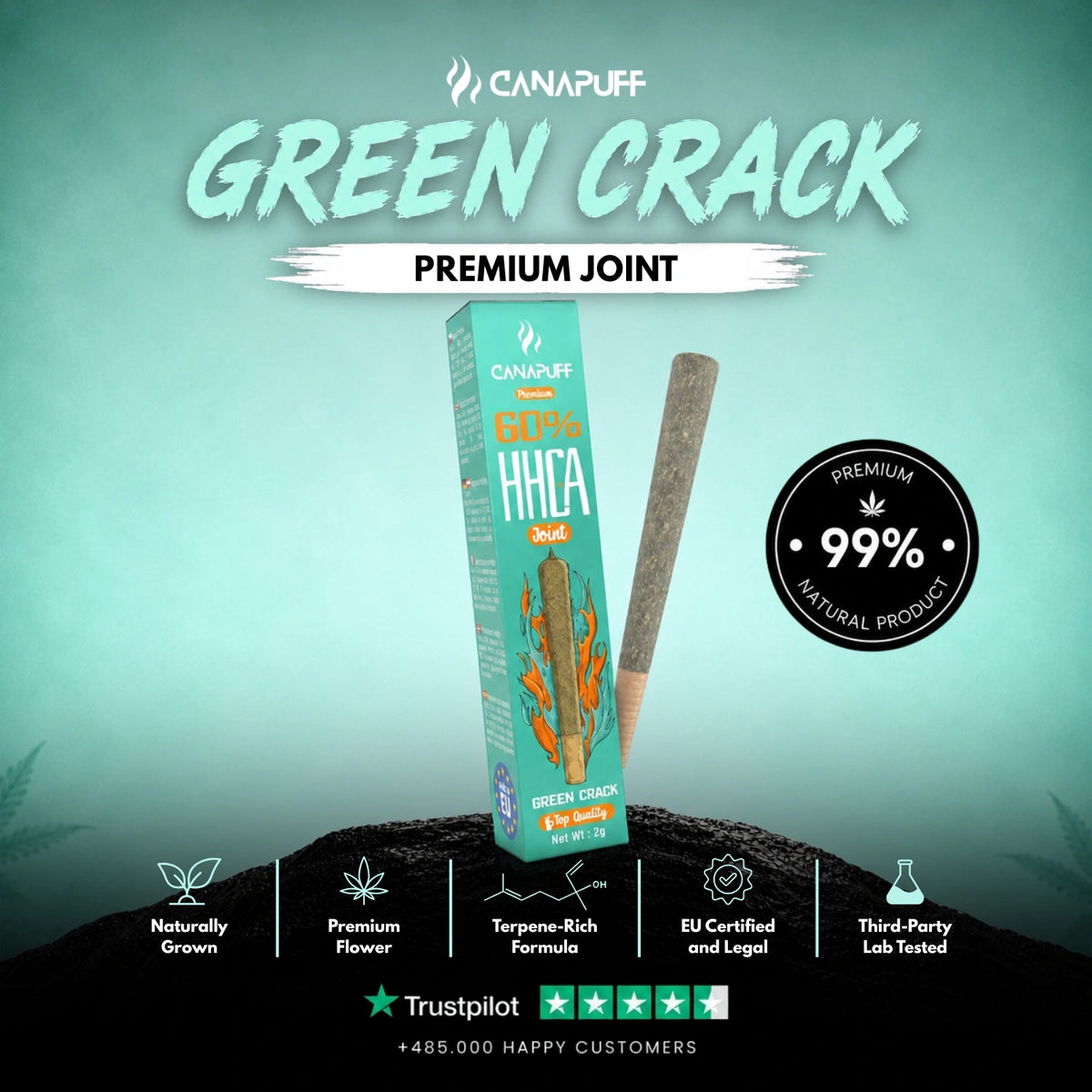 HHC-A Joint Green Crack 60% 2g – joint pre-rollato, foto 2