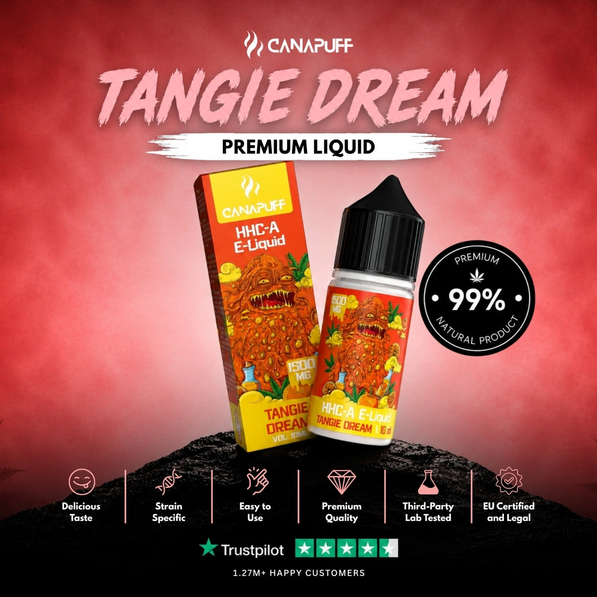 HHC-A Liquid Tangie Dream 1.500mg – flacone di liquid, foto 2