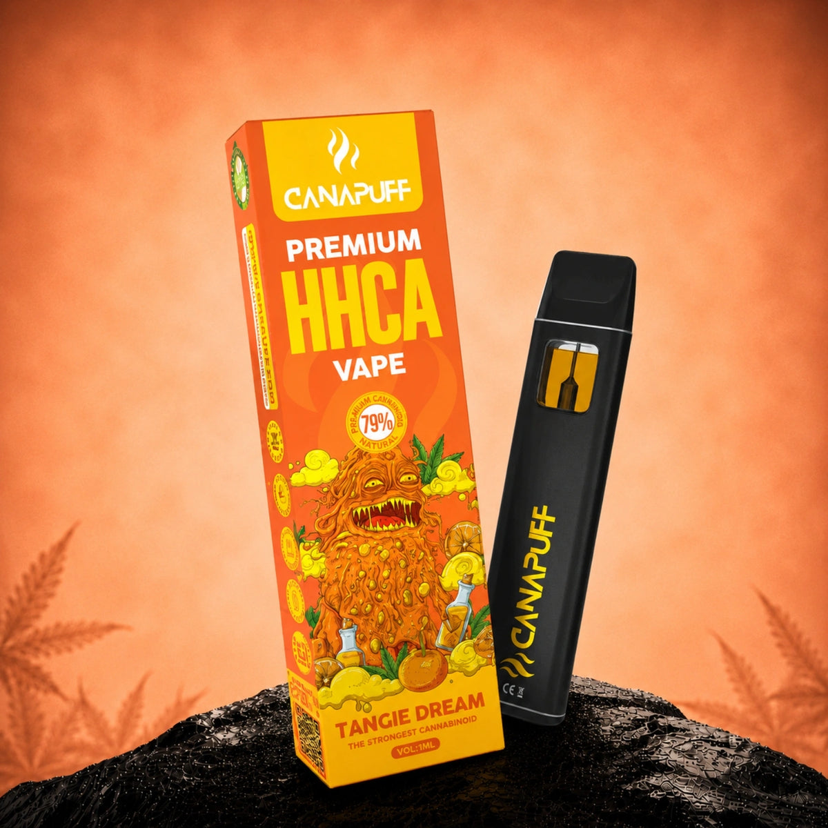 Canapuff HHCA Vape Tangie Dream 79%, pen usa e getta da 1ml con confezione