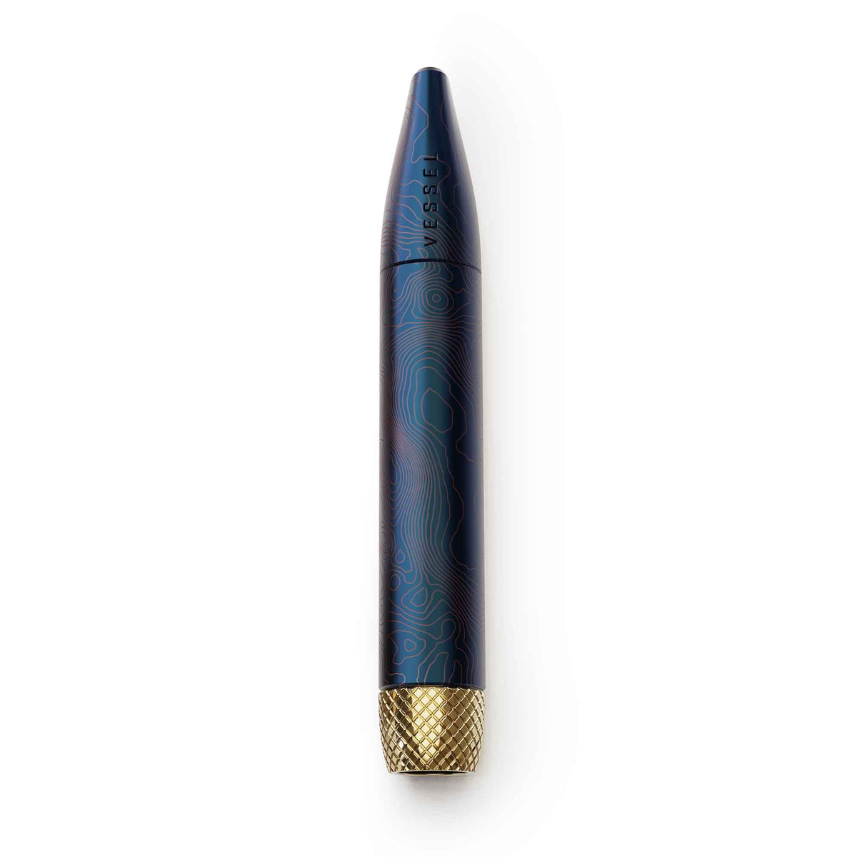 Pen Vessel in blu con accenti dorati