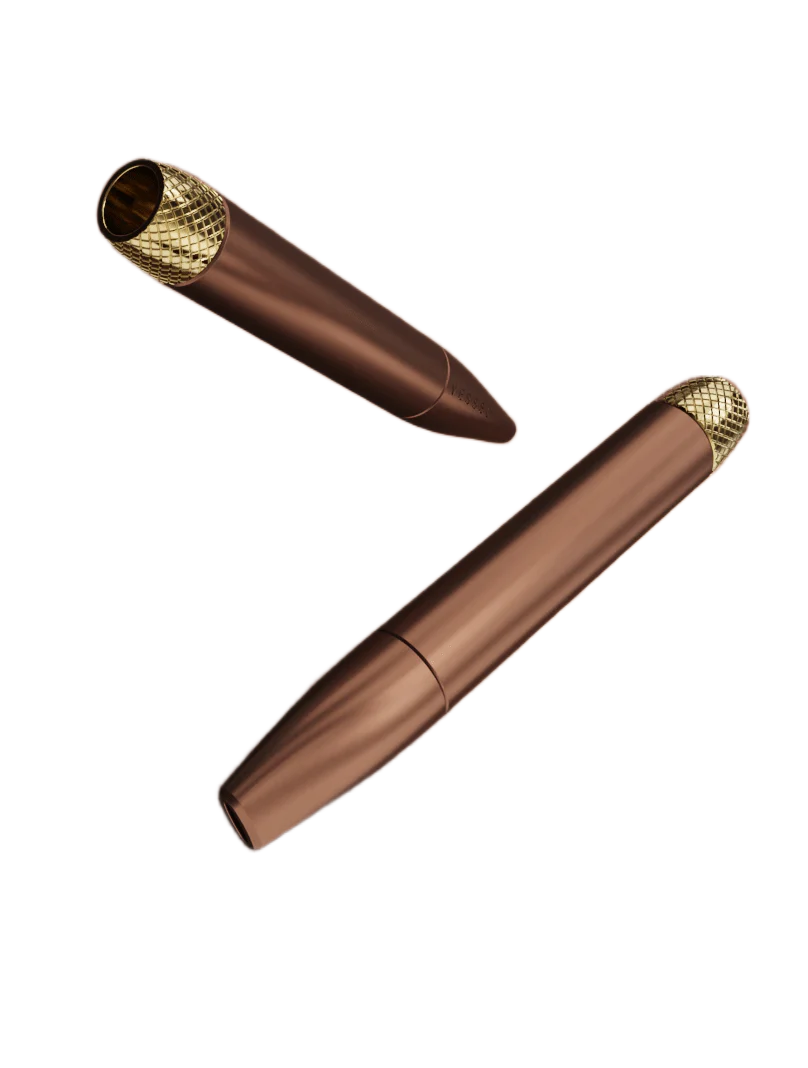 Dispositivo Vessel One Hitter Sierra con retina dorata e canna di metallo marrone