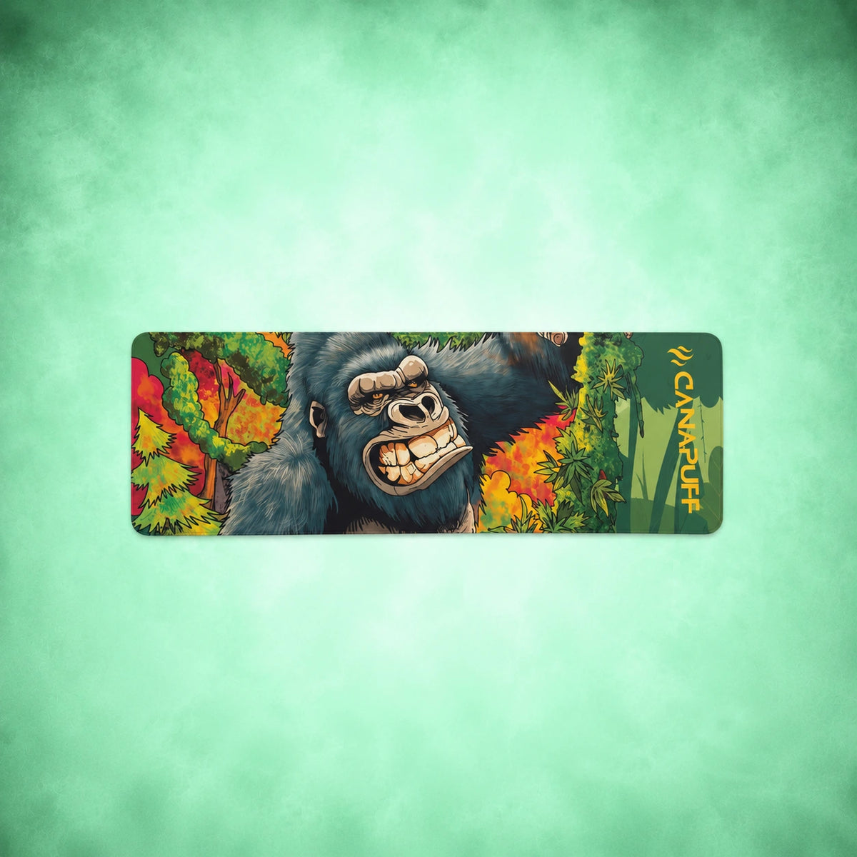 Tappetino mouse Canapuff Jungle Gorilla con grafica vivace di gorilla e fiori
