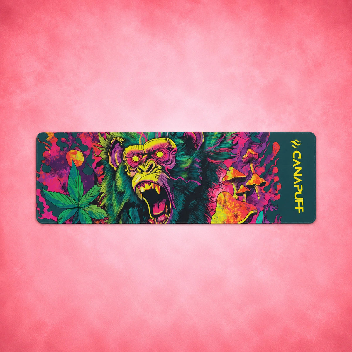 Canapuff Mouse Pad Jungle Monkey con grafica al neon di scimmia e tropicale