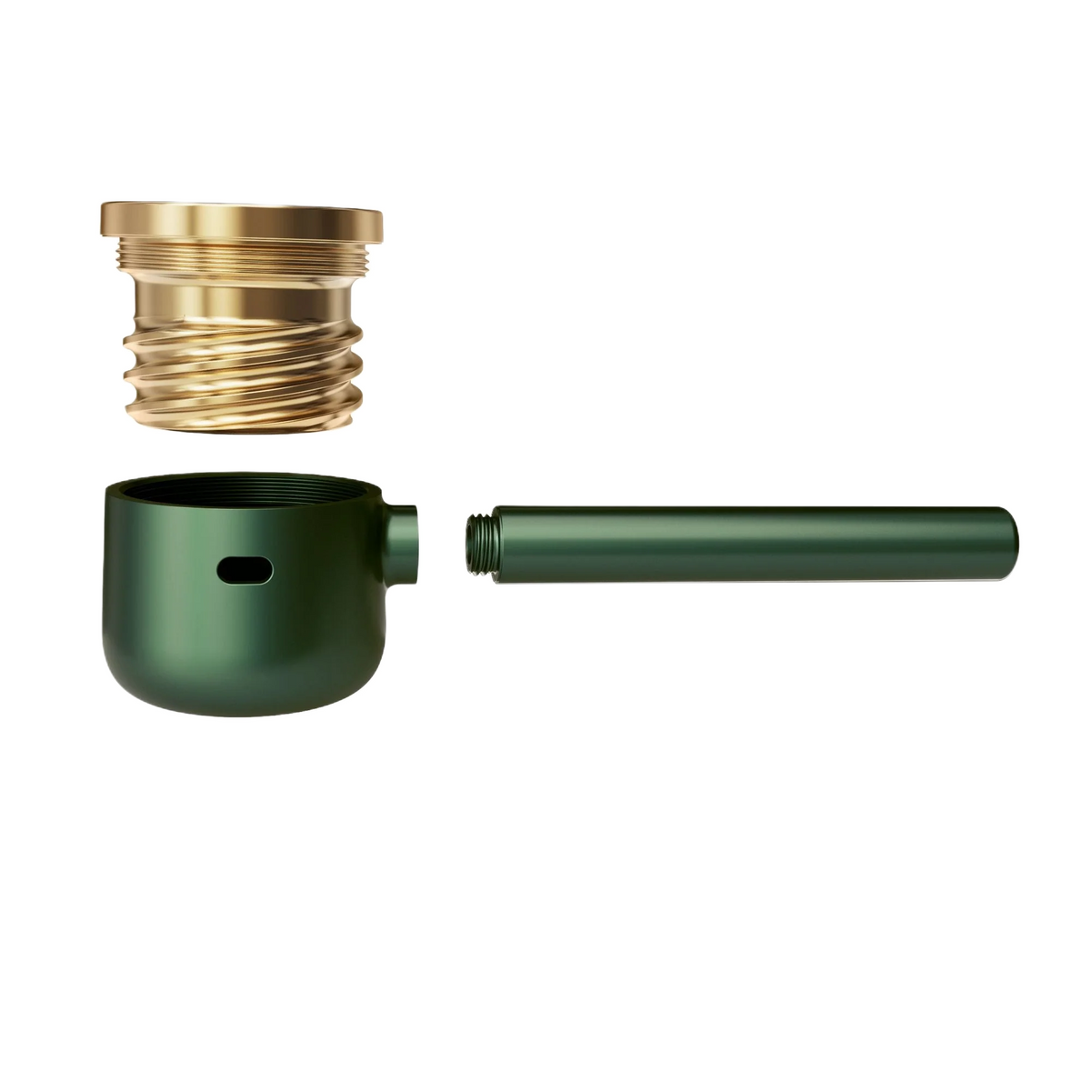 Vessel Pipe Emerald, pipa di metallo verde con fornello a filettatura dorata e stelo staccabile