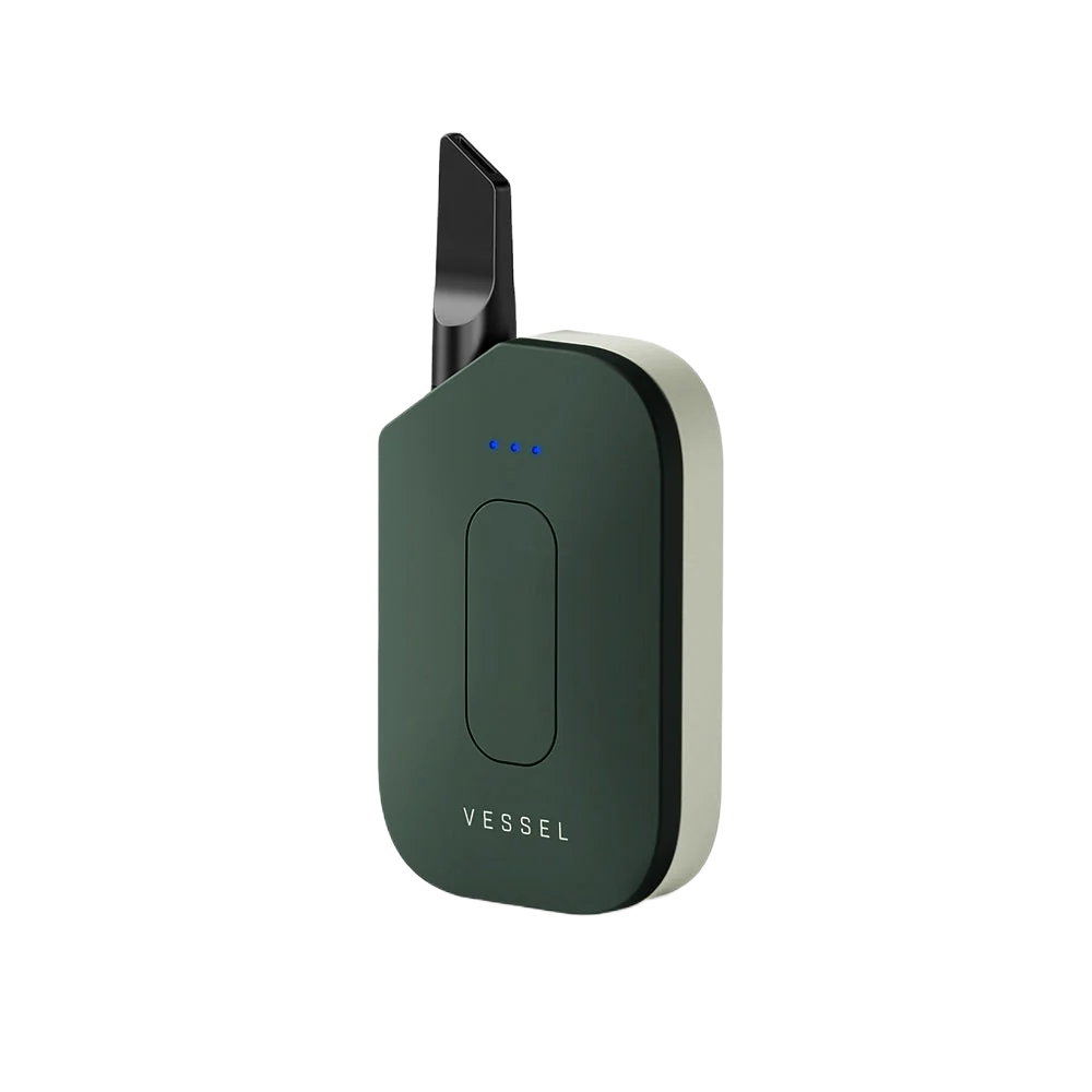 Dispositivo vape Vessel Compass Rise verde salvia con bocchino nero e clip di ricarica