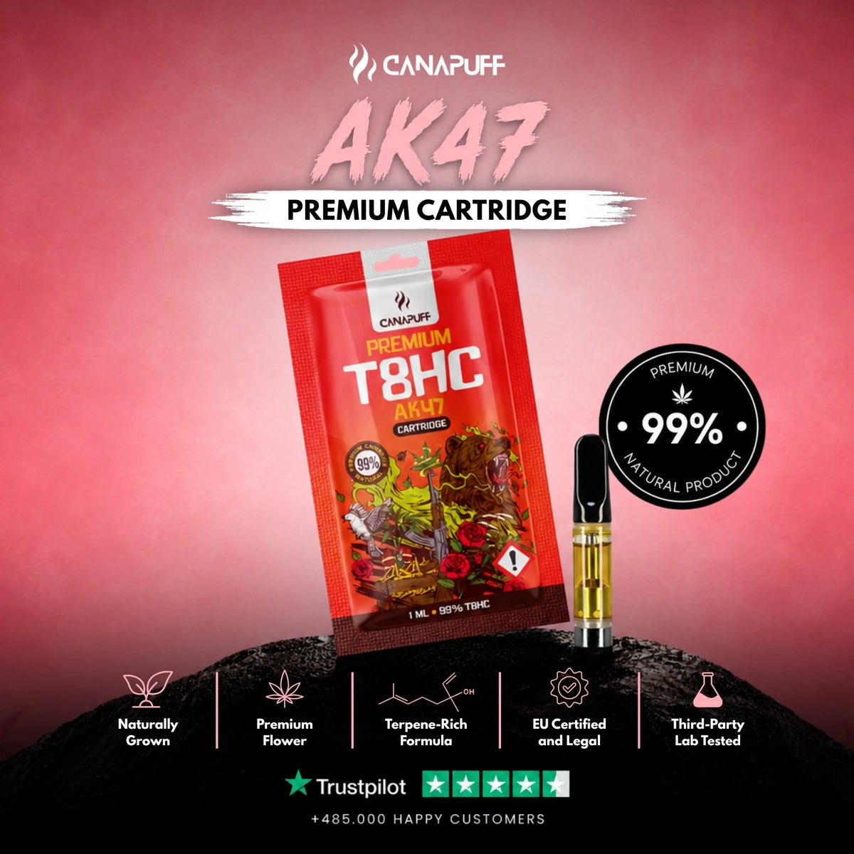 T8HC Cartridge AK47 99% – cartuccia per vape, foto 2