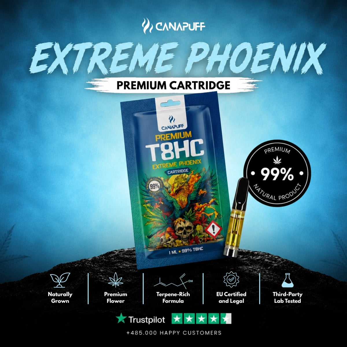 T8HC Cartridge Extreme Phoenix 99% – cartuccia per vape, foto 2