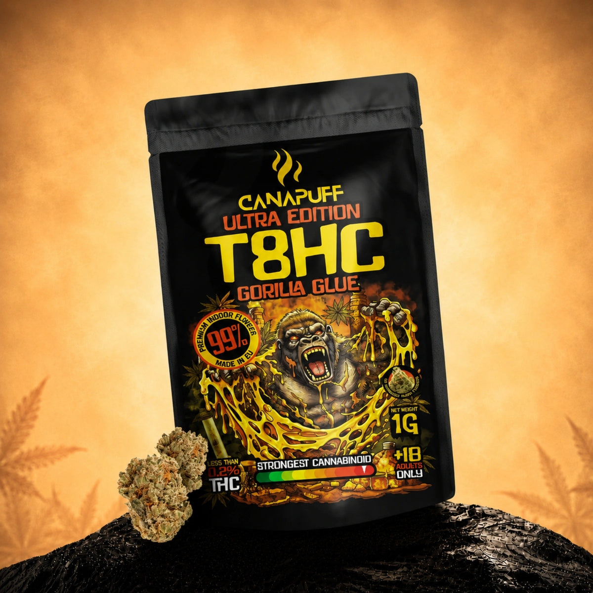 Bustina da 1g di fiori Canapuff Ultra Edition T8HC Gorilla Glue
